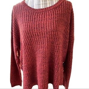 IT’S our time, rust colored sweater, size XL, large grommet and lace up details